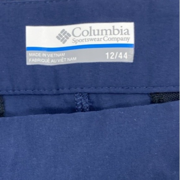 Columbia PFG Pants Womens Sz 12 Navy Blue Lightweight Nylon Blend Cropped Slacks - Picture 4 of 11
